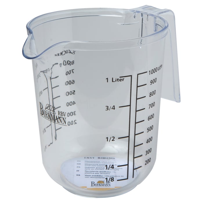 Easy Baking, Messbecher, Ø 12 cm, Höhe 15 cm, BPA frei, transparent, mit Rutschgummi, mit Skalierung, aus lebensmittelechtem Kunststoff