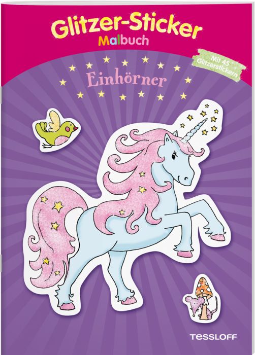 Glitzer-Sticker-Malbuch. Einhörner