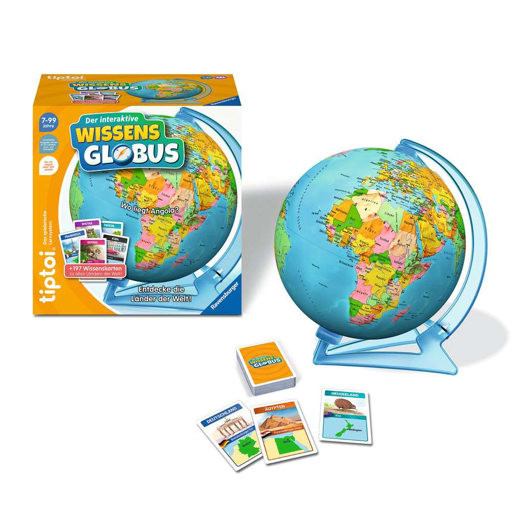 Ravensburger tiptoi Spiel 00107 - Der interaktive Wissens-Globus - Lern-Globus für Kinder ab 7 Jahren, lehrreicher Globus für Jungen und Mädchen, für 1-4 Spieler