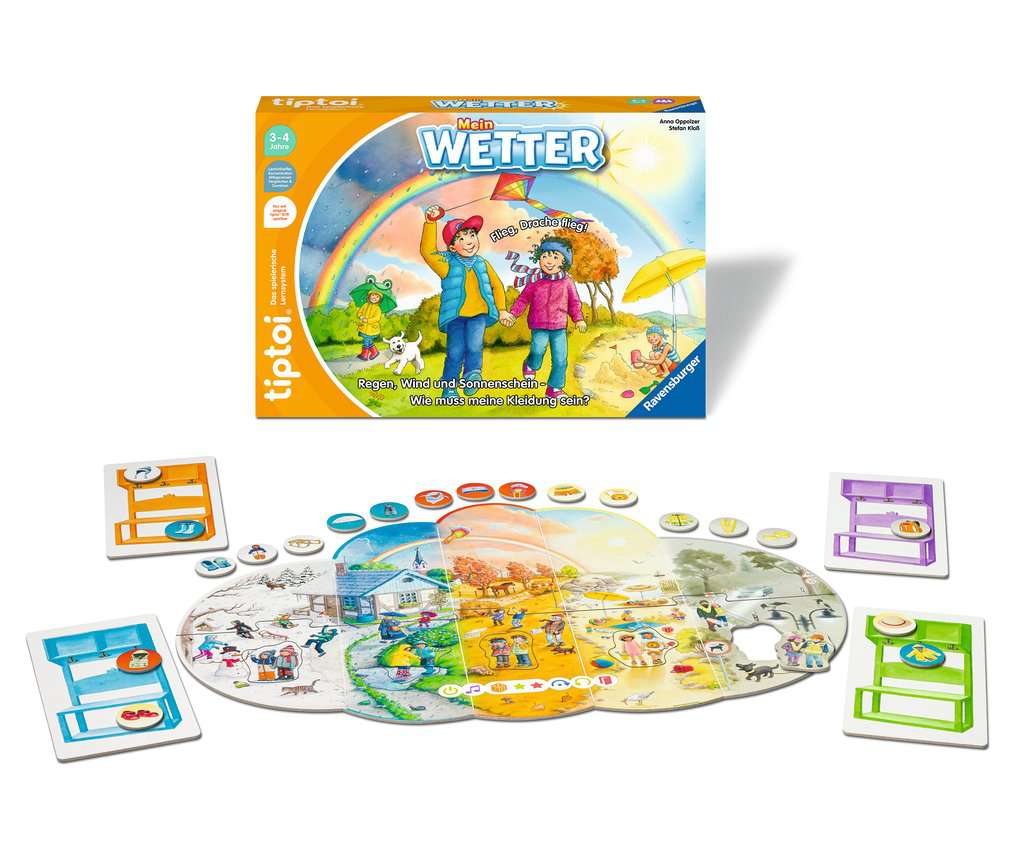 Ravensburger tiptoi Spiel 00118 Mein Wetter – Lernspiel von Ravensburger ab 3 Jahren für 1-4 Spieler