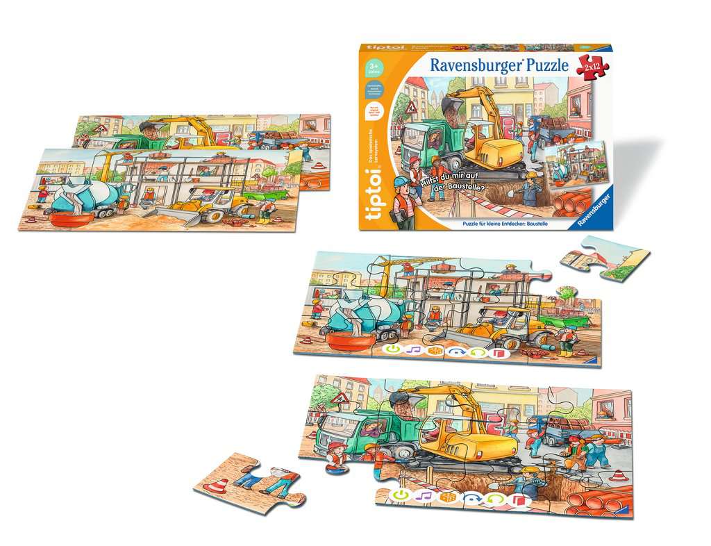 Ravensburger tiptoi Puzzle 00137 Puzzle für kleine Entdecker: Baustelle, Puzzle für Kinder ab 3 Jahren, für 1 Spieler