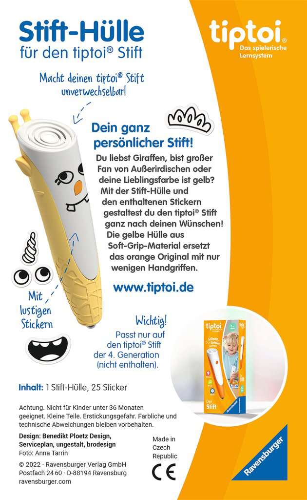 Ravensburger tiptoi 00152 - Stifthülle zum Wechseln in Gelb  / Wechselhülle für den tiptoi-Stift / Geeignet für Kinder ab 3 Jahren