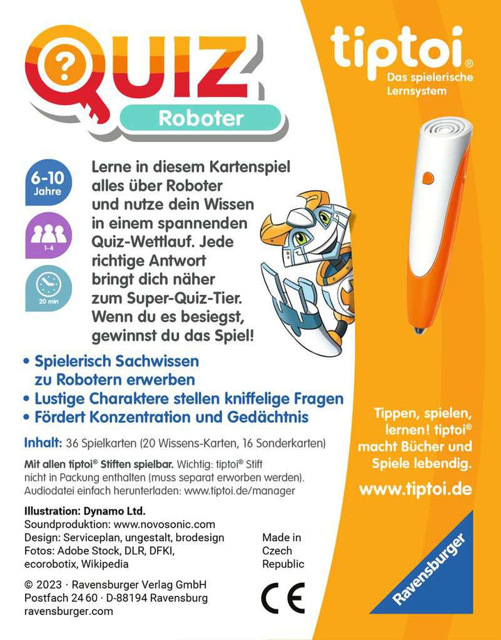 Ravensburger tiptoi 00164 Quiz Roboter, Quizspiel für Kinder ab 6 Jahren, für 1-4 Spieler