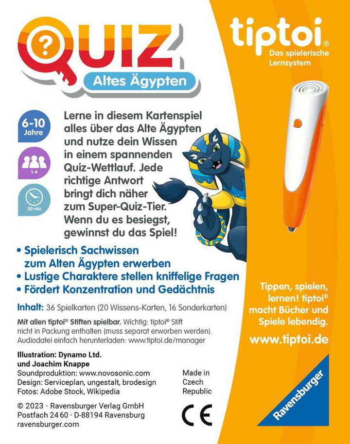 Ravensburger tiptoi 00166 Quiz Altes Ägypten, Quizspiel für Kinder ab 6 Jahren, für 1-4 Spieler