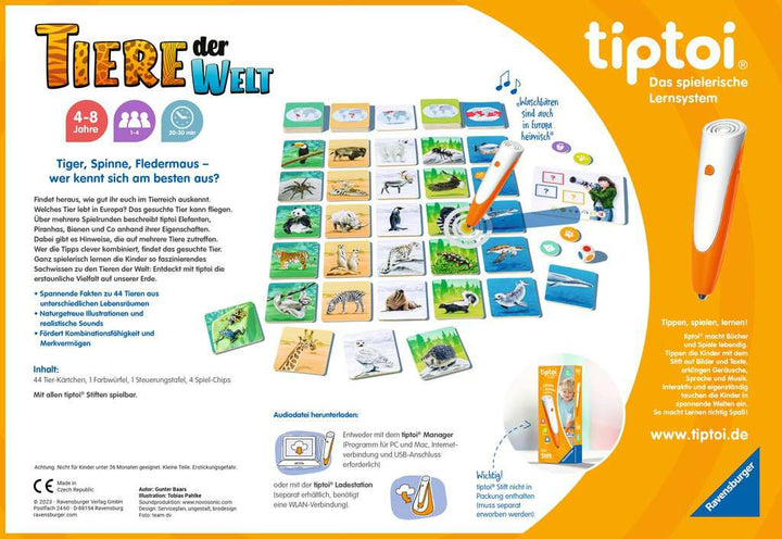 Ravensburger tiptoi Spiel 00171 Tiere der Welt, Erkenne die Tiere anhand ihrer Eigenschaften, Lernspiel für 1-4 Kinder von 4-8 Jahren