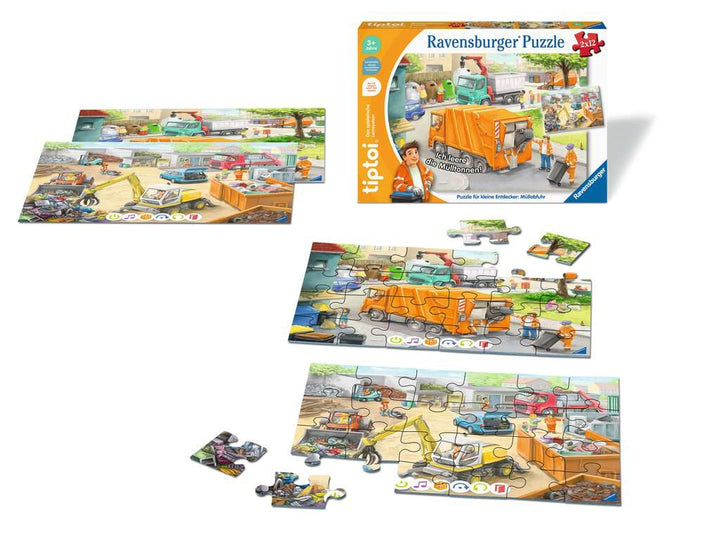 Ravensburger tiptoi Puzzle 00172 Puzzle für kleine Entdecker: Müllabfuhr, Kinderpuzzle ab 3 Jahren, für 1 Spieler