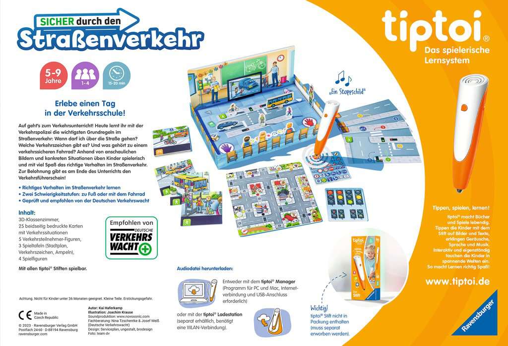 Ravensburger tiptoi Spiel 00173 - Sicher durch den Straßenverkehr - Lernspiel ab 5 Jahren, lehrreiches Verkehrsspiel für Jungen und Mädchen, für 1-4 Spieler