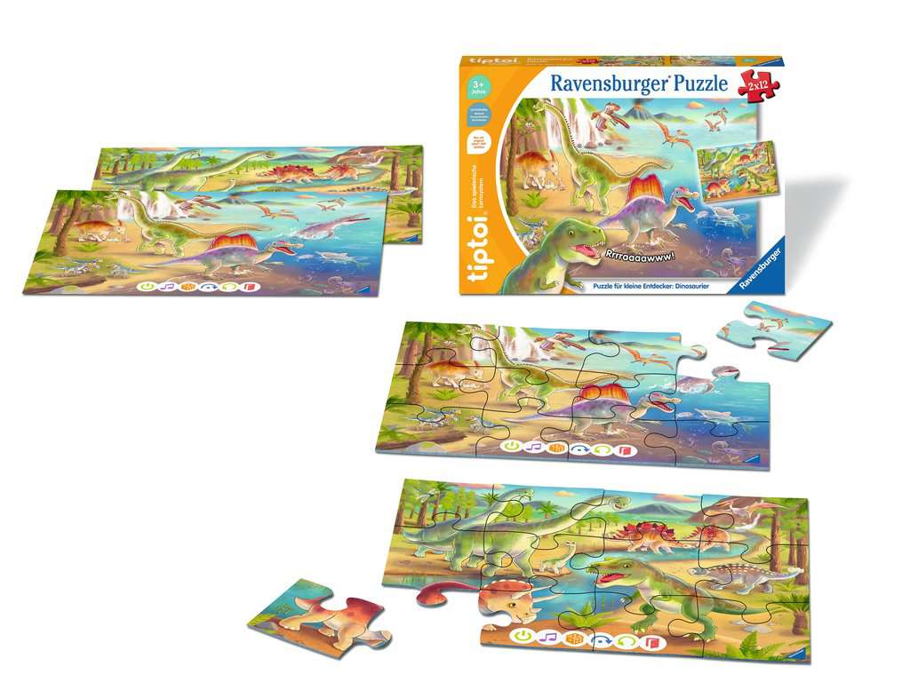 Ravensburger tiptoi Puzzle 00198 Puzzle für kleine Entdecker: Dinosaurier, Kinderpuzzle ab 3 Jahren, Dinosaurier Spielzeug für 1 Spieler, Dino Puzzle