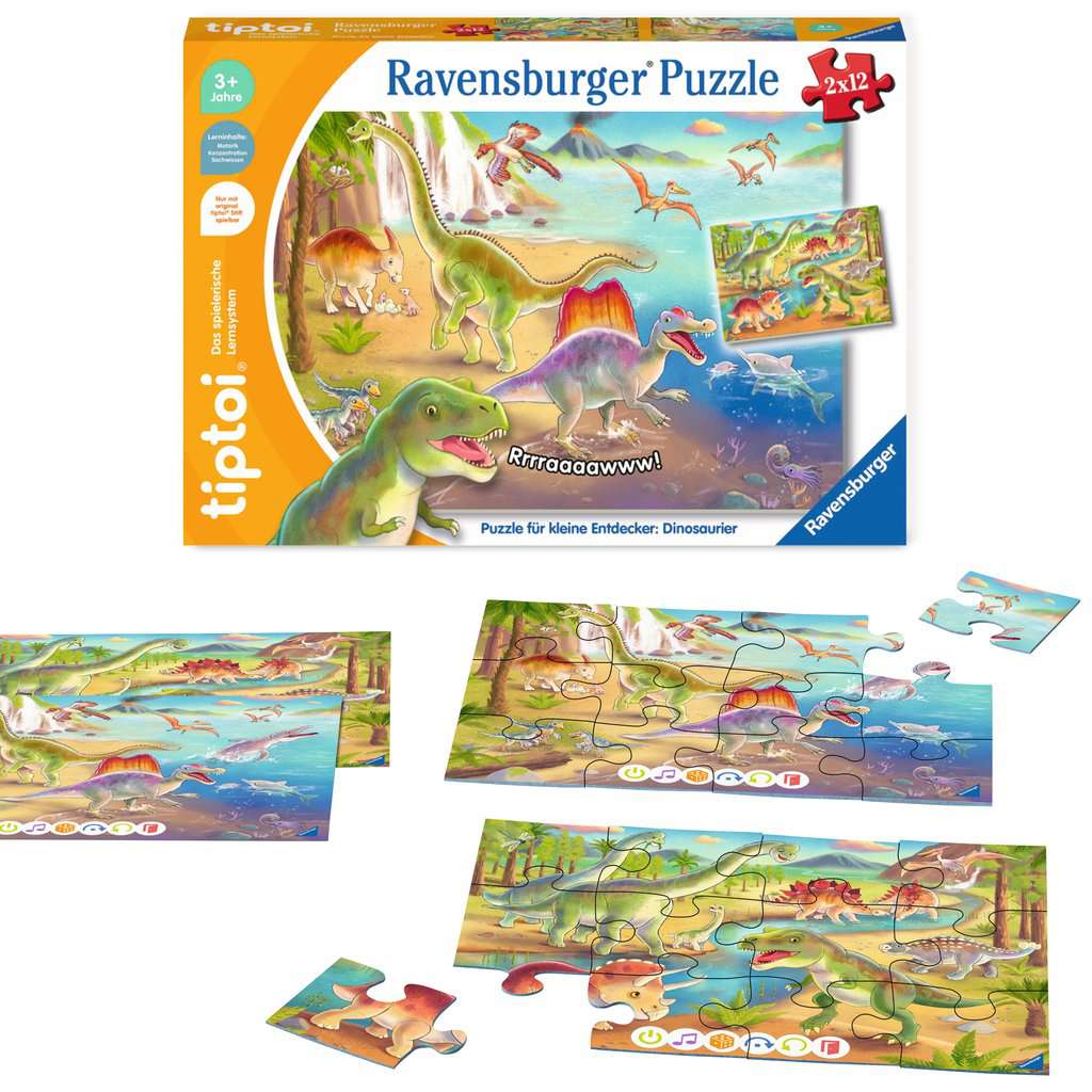 Ravensburger tiptoi Puzzle 00198 Puzzle für kleine Entdecker: Dinosaurier, Kinderpuzzle ab 3 Jahren, Dinosaurier Spielzeug für 1 Spieler, Dino Puzzle