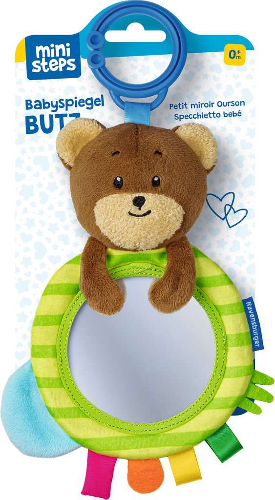 Ravensburger ministeps 4576 Babyspiegel Butz, Greifling mit Spiegel, Rassel und Spielelementen, Baby Spielzeug ab 0 Monate