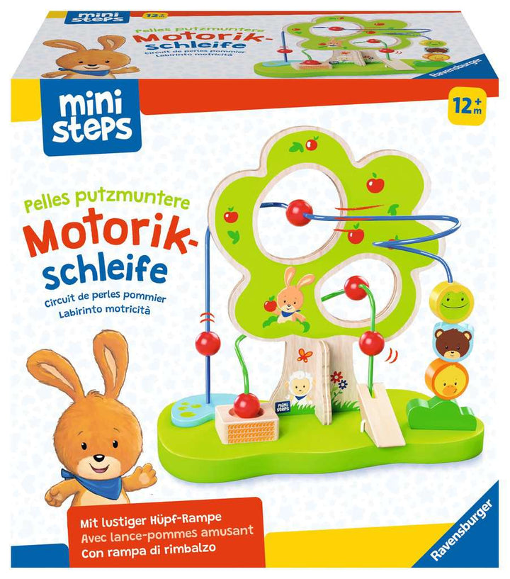 Ravensburger ministeps 4579 Pelles putzmuntere Motorikschleife, fantasievolles Motorikspielzeug aus Holz, mit 2 Drahtschleifen, Baby-Spielzeug ab 1 Jahr