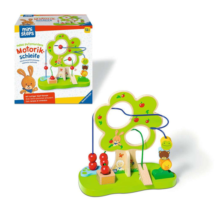 Ravensburger ministeps 4579 Pelles putzmuntere Motorikschleife, fantasievolles Motorikspielzeug aus Holz, mit 2 Drahtschleifen, Baby-Spielzeug ab 1 Jahr