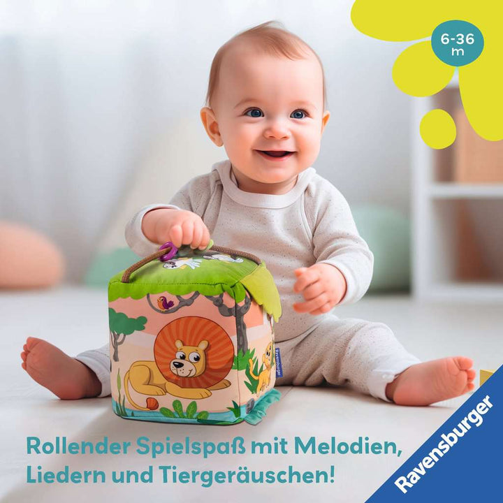 Ravensburger 4859 Play+ Motorik-Musik-Spiel-Würfel: Wilde Tiere, elektronisches Spielzeug, 3 Spielmodi mit über 25 Sounds, für Babys ab 6 Monaten