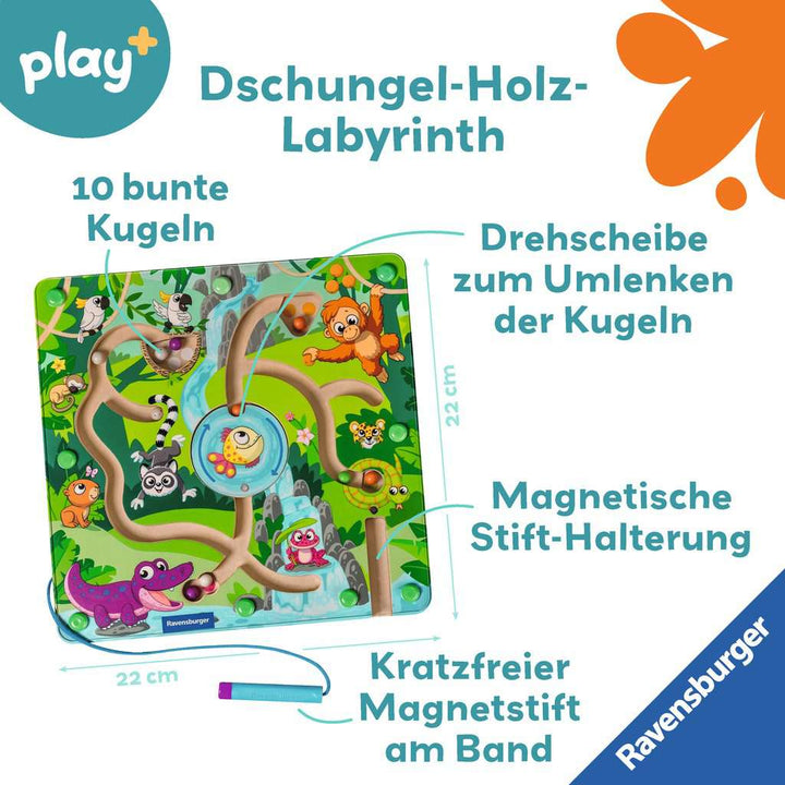 Magnetisches Holz-Labyrinth: Dschungel