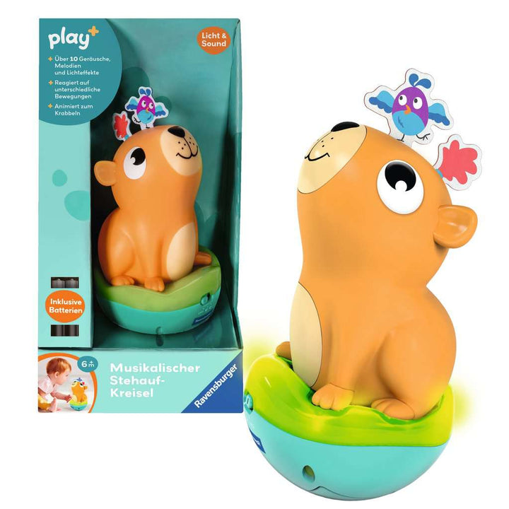 Ravensburger 4874 Play+ Musikalischer Stehauf-Kreisel: Capybara, Roly-Poly, Steh-auf-Männchen, Licht- und Sound-Spielzeug, elektronisches Spielzeug für Kinder ab 1 Jahr