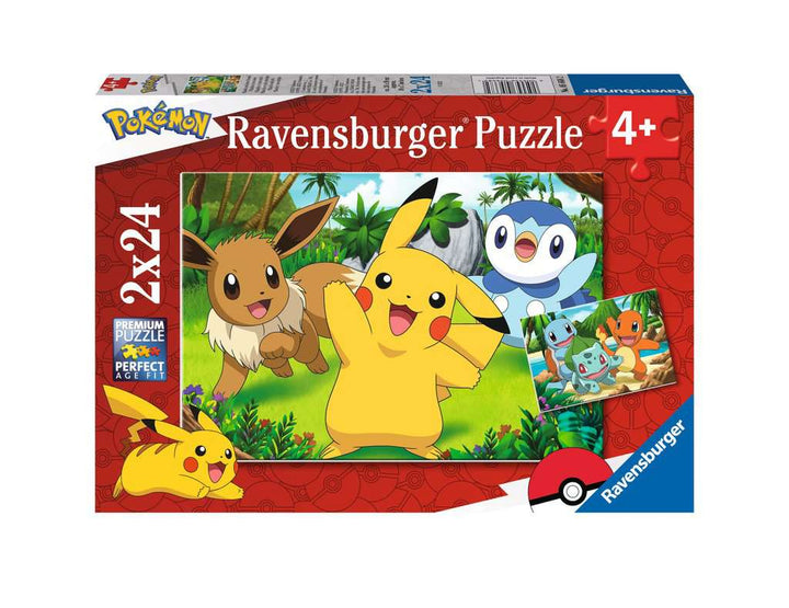 Ravensburger Kinderpuzzle 05668 - Pikachu und seine Freunde - 2x24 Teile Pokémon Puzzle für Kinder ab 4 Jahren