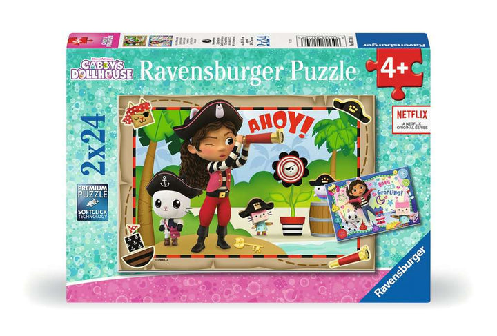 Ravensburger Kinderpuzzle 05710 - Auf zur Piraten-Party! - 2x24 Teile Gabby's Dollhouse Puzzle für Kinder ab 4 Jahren