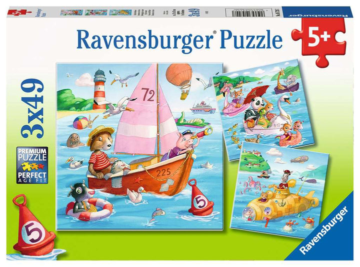 Ravensburger Kinderpuzzle - 05720 Auf dem Wasser - 3x49 Teile Puzzle für Kinder ab 5 Jahren