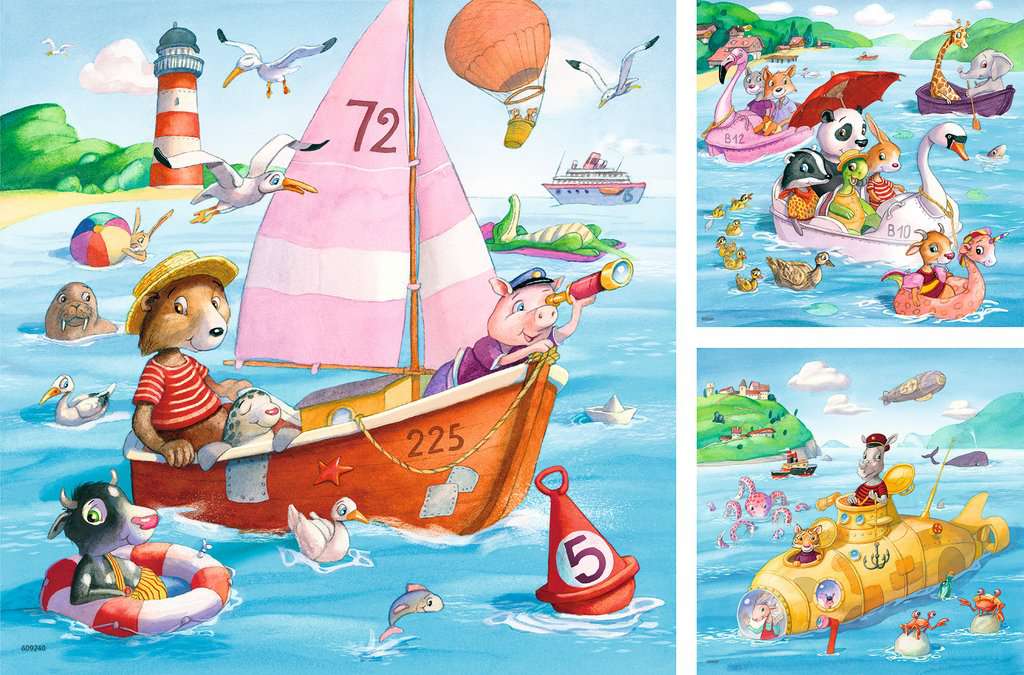 Ravensburger Kinderpuzzle - 05720 Auf dem Wasser - 3x49 Teile Puzzle für Kinder ab 5 Jahren