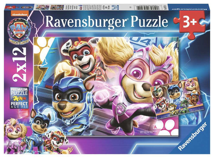 Ravensburger Kinderpuzzle 05721 - Eine tierisch gute Crew - 2x12 Teile PAW Patrol The Mighty Movie Puzzle für Kinder ab 3 Jahren