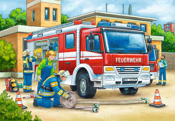 Ravensburger Kinderpuzzle - 07574 Polizei und Feuerwehr - Puzzle für Kinder ab 3 Jahren, mit 2x12 Teilen