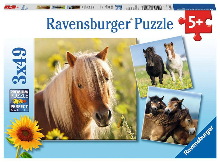 Ravensburger Kinderpuzzle - 08011 Liebe Pferde - Puzzle für Kinder ab 5 Jahren, Puzzle mit 3x49 Teilen