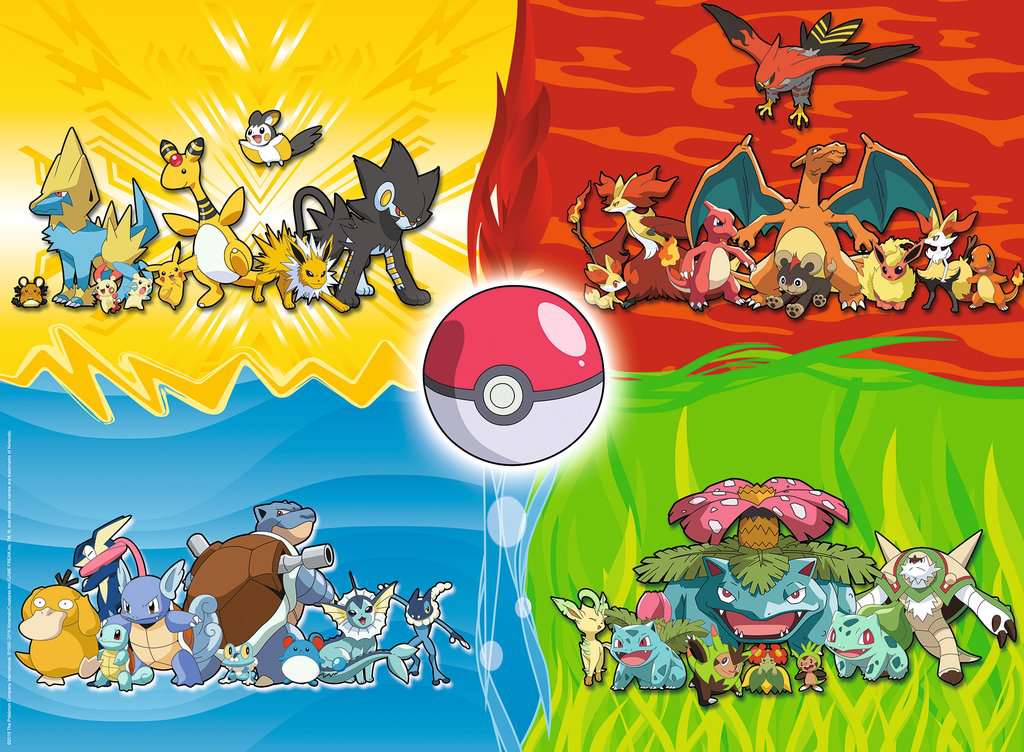 Ravensburger Kinderpuzzle 10035 - Pokémon Typen -  150 Teile XXL Pokémon Puzzle für Kinder ab 7 Jahren