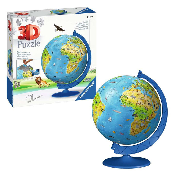 Ravensburger 3D Puzzle 11160 - Puzzle-Ball Kinderglobus in deutscher Sprache - 180 Teile - Puzzleball Globus für Kinder ab 6 Jahren