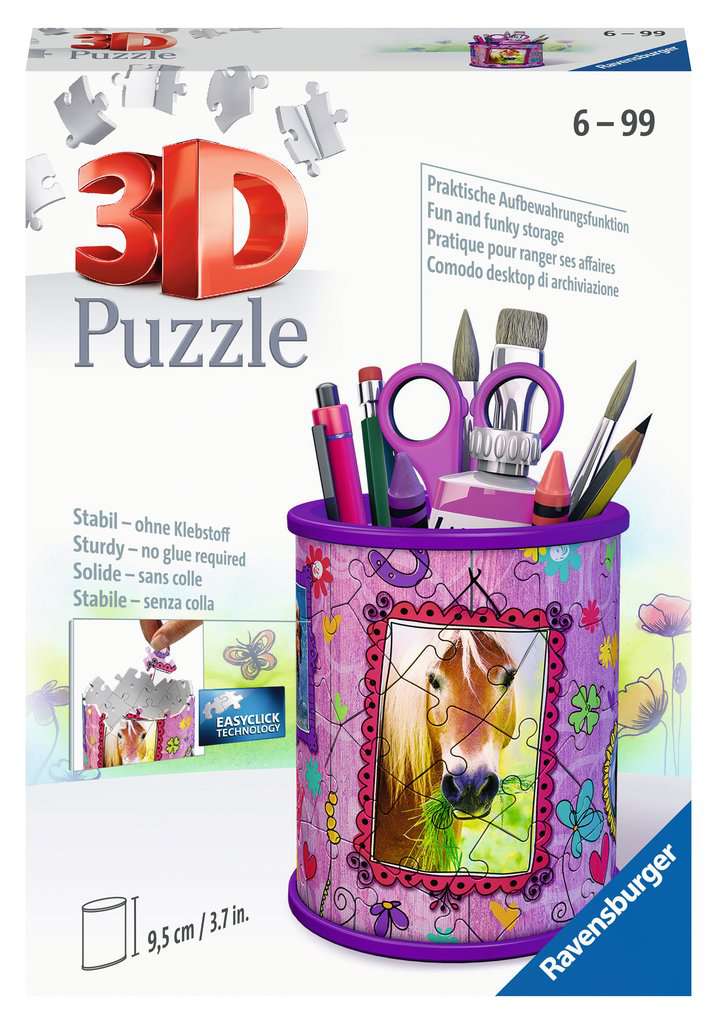 Ravensburger 3D Puzzle 11175 - Utensilo Pferde - Stiftehalter aus dreidimensional geformten Puzzleteilen - für Tierfreunde ab 6 Jahren, Schreibtisch-Organizer für Kinder und Erwachsene