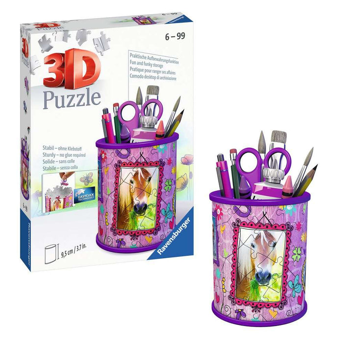 Ravensburger 3D Puzzle 11175 - Utensilo Pferde - Stiftehalter aus dreidimensional geformten Puzzleteilen - für Tierfreunde ab 6 Jahren, Schreibtisch-Organizer für Kinder und Erwachsene