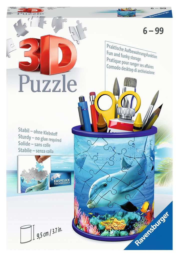 Ravensburger 3D Puzzle 11176 - Utensilo Unterwasserwelt - Stiftehalter für Tierliebhaber ab 6 Jahren, Schreibtisch-Organizer für Kinder und Erwachsene