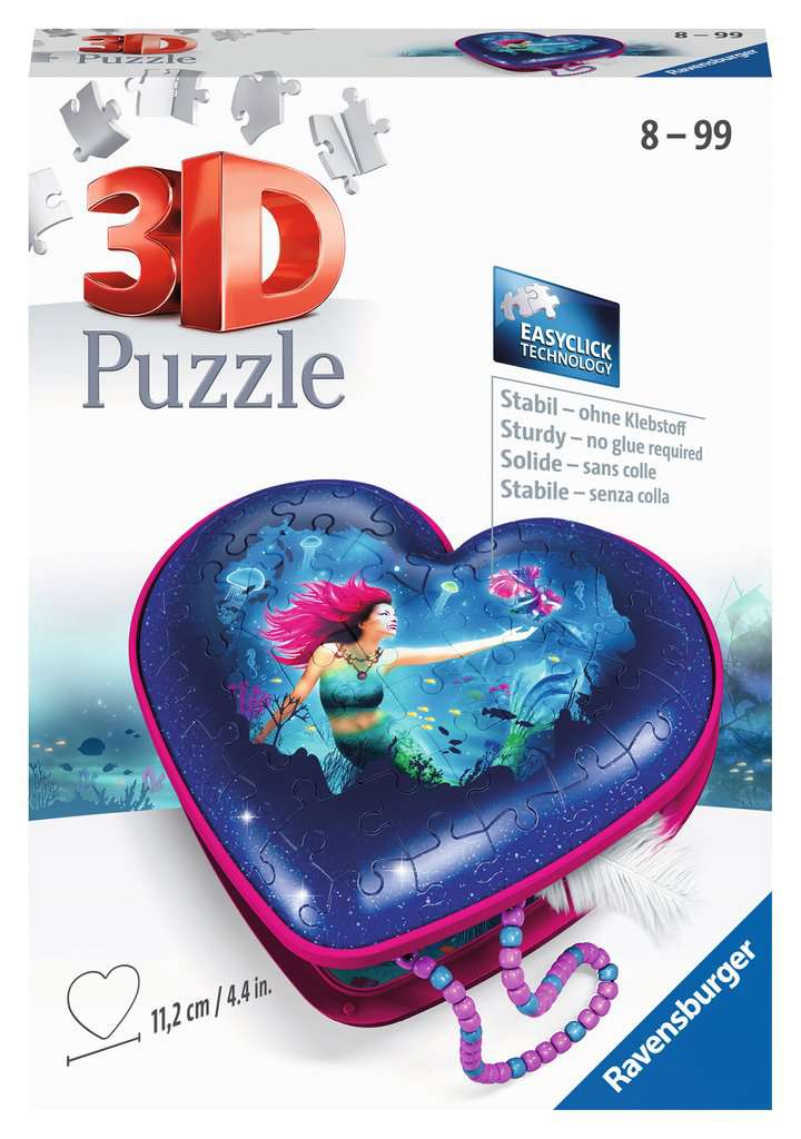 Ravensburger 3D Puzzle 11249 - Herzschatulle Bezaubernde Meerjungfrauen - praktische Aufbewahrungsbox aus dreidimensional geformten Puzzleteilen - für Erwachsene und Kinder ab 8 Jahren