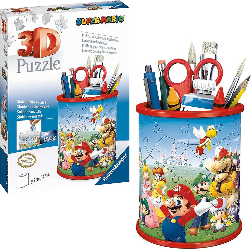 Ravensburger 3D Puzzle 11255 - Utensilo Super Mario - Stiftehalter für Super Mario Fans ab 6 Jahren - Schreibtisch-Organizer für Erwachsene und Kinder