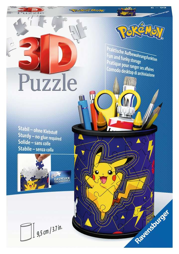 Ravensburger 3D Puzzle 11257 - Utensilo Pokémon Pikachu - Stiftehalter für Pokémon Fans ab 6 Jahren, Schreibtisch-Organizer für Erwachsene und Kinder