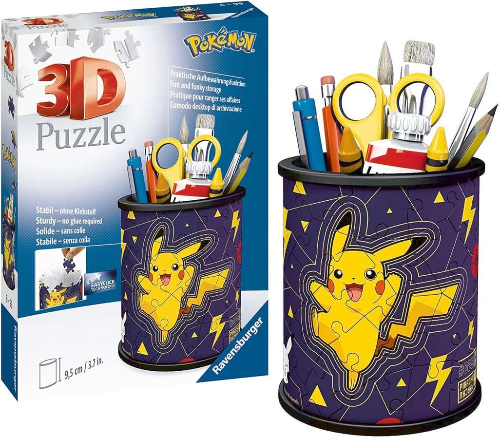 Ravensburger 3D Puzzle 11257 - Utensilo Pokémon Pikachu - Stiftehalter für Pokémon Fans ab 6 Jahren, Schreibtisch-Organizer für Erwachsene und Kinder