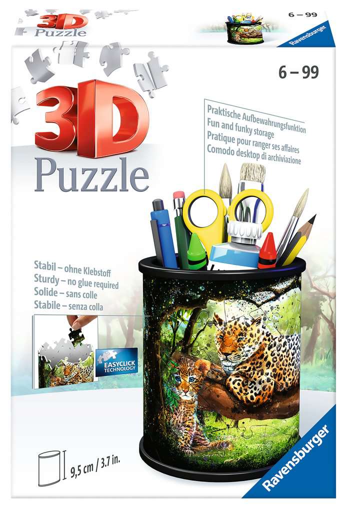 Ravensburger 3D Puzzle 11263 - Utensilo Raubkatzen - Stiftehalter für Tier-Fans ab 6 Jahren, Schreibtisch-Organizer für Kinder und Erwachsene