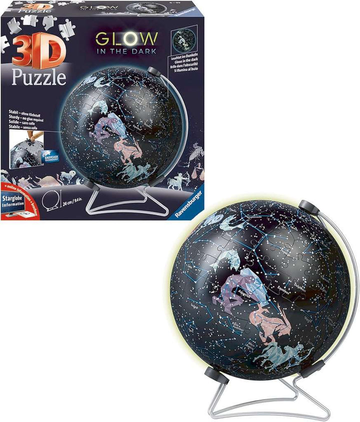 Ravensburger 3D Puzzle 11544 - Glow In The Dark Sternenglobus - Der Sternenhimmel als Nachleuchtender Globus aus 180 3D Puzzleteilen - für Erwachsene und Kinder