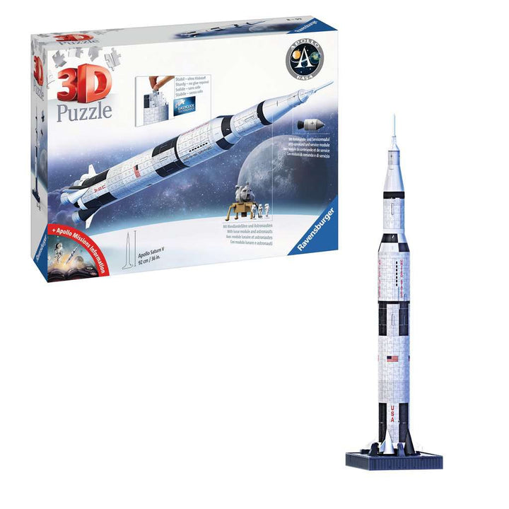 Ravensburger 3D Puzzle 11545 - Apollo Saturn V Rakete - zum Zusammenbauen und Erkunden - Für alle Weltraum Fans ab 8 Jahren