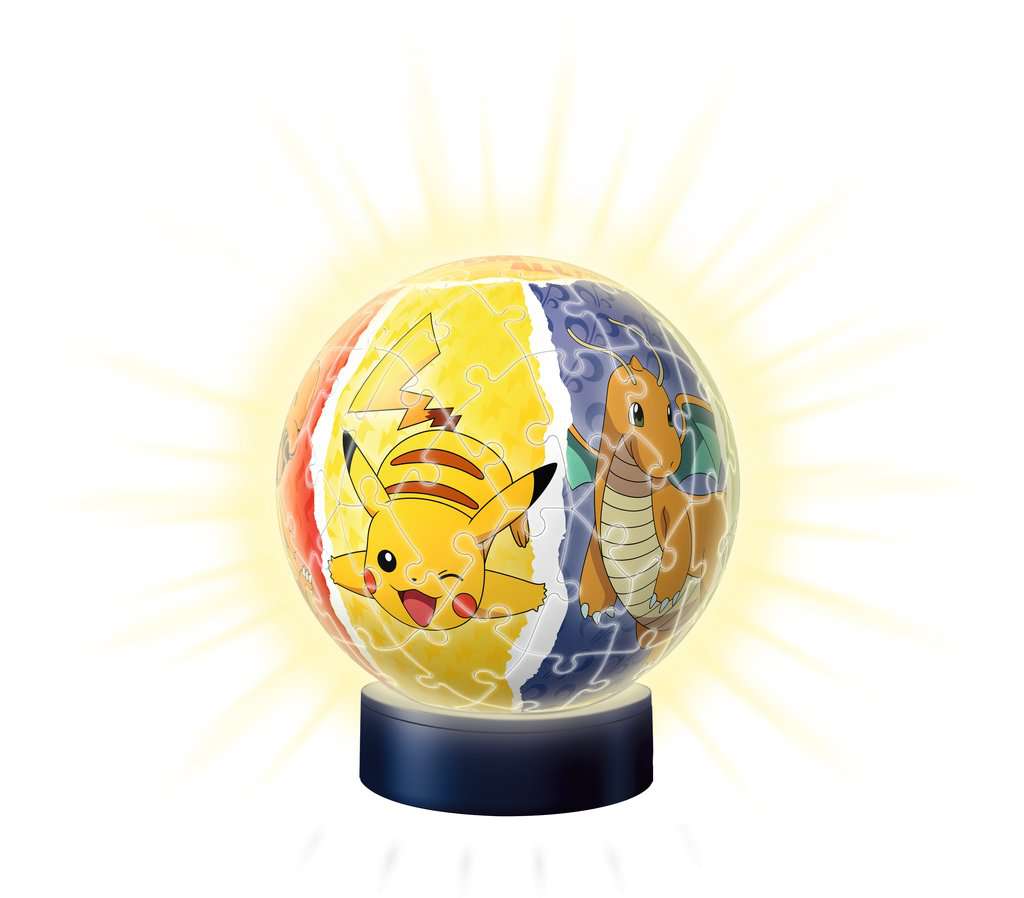 Ravensburger 3D Puzzle 11547 - Nachtlicht Puzzle-Ball Pokémon - für Pokémon Fans ab 6 Jahren, LED Nachttischlampe mit Klatsch-Schalter