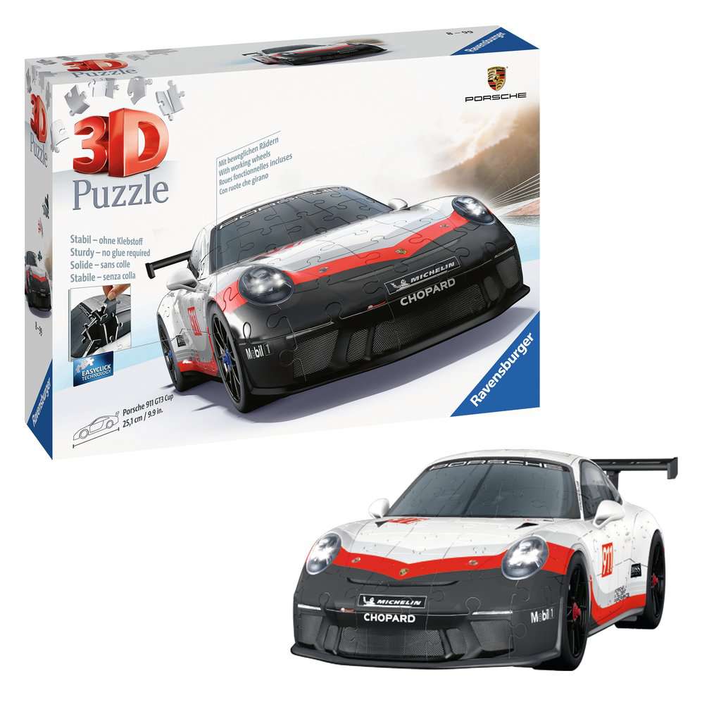 Ravensburger 3D Puzzle 11557 - Porsche 911 GT3 Cup - Die berühmte Fahrzeug und Sportwagen Ikone als 3D Puzzle Auto