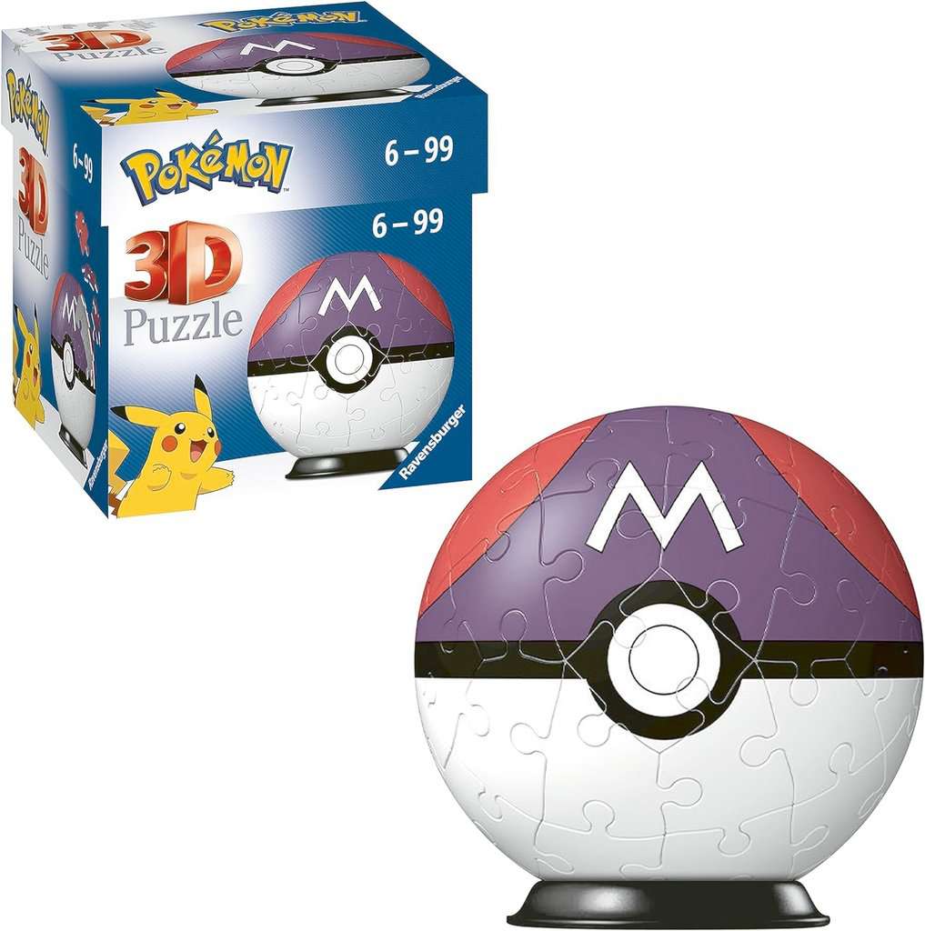 Ravensburger 3D Puzzle 11564 - Puzzle-Ball Pokémon Pokéballs - Meisterball - [EN] Master Ball - für große und kleine Pokémon Fans ab 6 Jahren