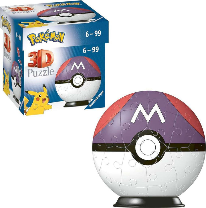 Ravensburger 3D Puzzle 11564 - Puzzle-Ball Pokémon Pokéballs - Meisterball - [EN] Master Ball - für große und kleine Pokémon Fans ab 6 Jahren