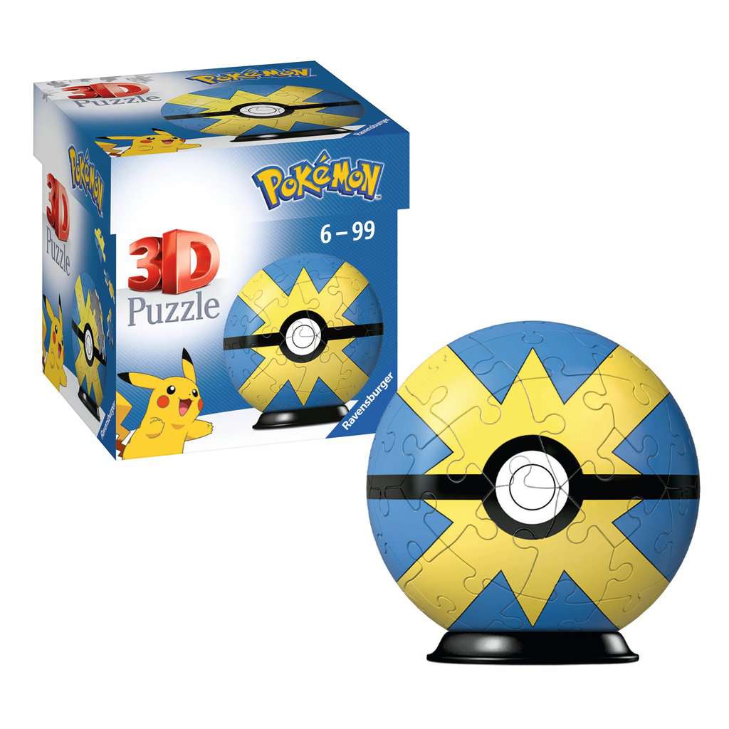 Ravensburger 3D Puzzle 11580 - Puzzle-Ball Pokémon Pokéballs - Flottball - [EN] Quick Ball - für große und kleine Pokémon Fans ab 6 Jahren