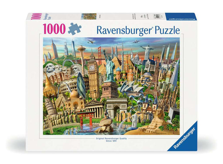 Ravensburger Puzzle 12000332 - Sehenswürdigkeiten weltweit - 1000 Teile Puzzle für Erwachsene und Kinder ab 14 Jahren, Motiv mit Big Ben, Freiheitsstatue und mehr