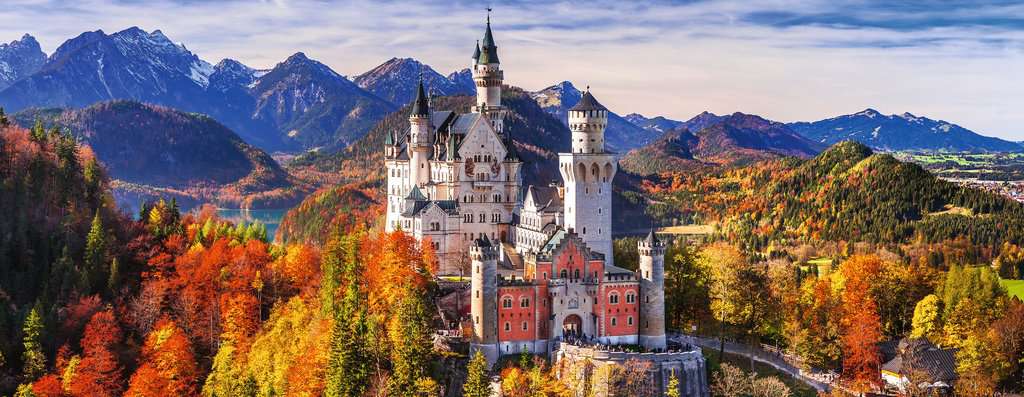 Ravensburger Puzzle 12000445 - Schloss in Bayern - 1000 Teile Puzzle für Erwachsene und Kinder ab 14 Jahren, Puzzle von Schloss Neuschwanstein im Panorama-Format