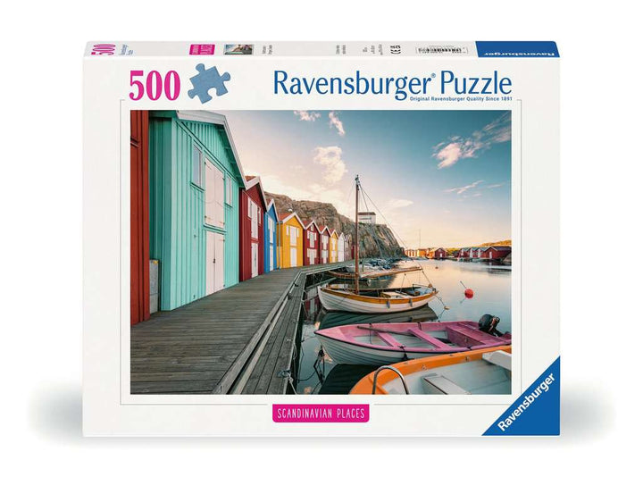 Ravensburger Puzzle 12000847, Scandinavian Places - Bootshäuser in Smögen, Schweden - 500 Teile Puzzle für Erwachsene und Kinder ab 12 Jahren