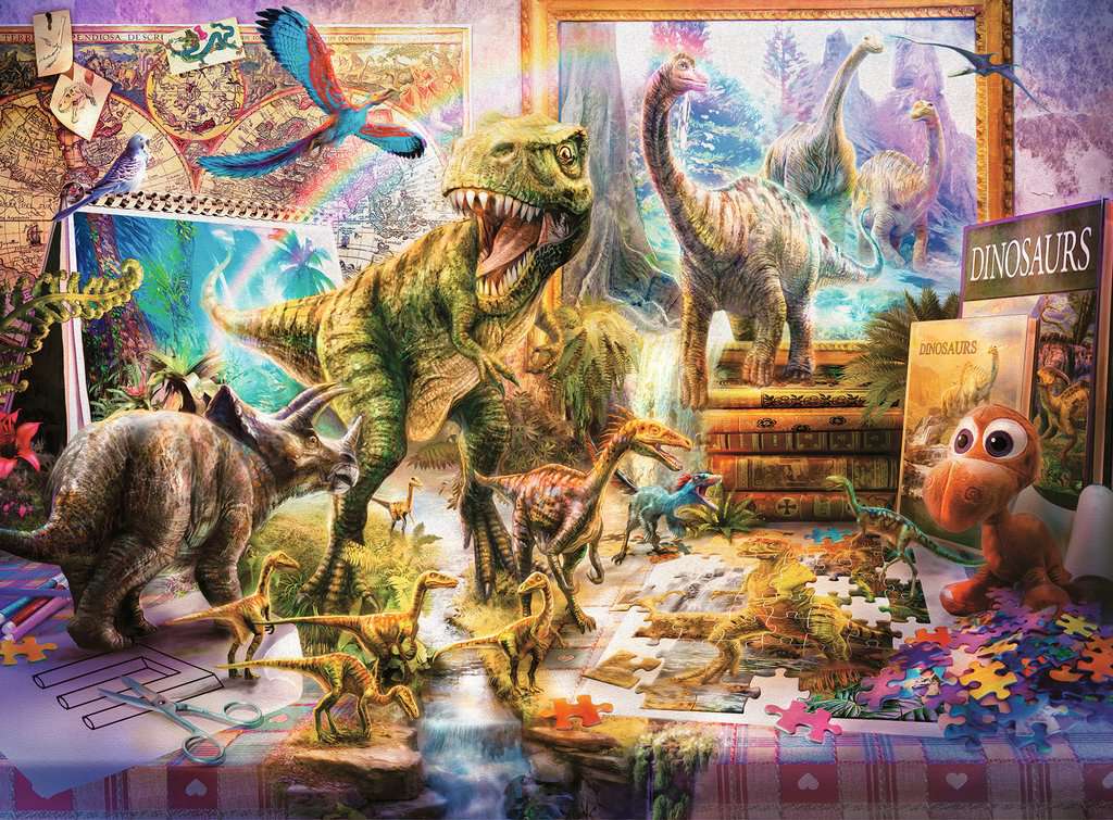 Ravensburger Kinderpuzzle - 12000863 Dinos im Kinderzimmer - 100 Teile XXL Puzzle für Kinder ab 6 Jahren