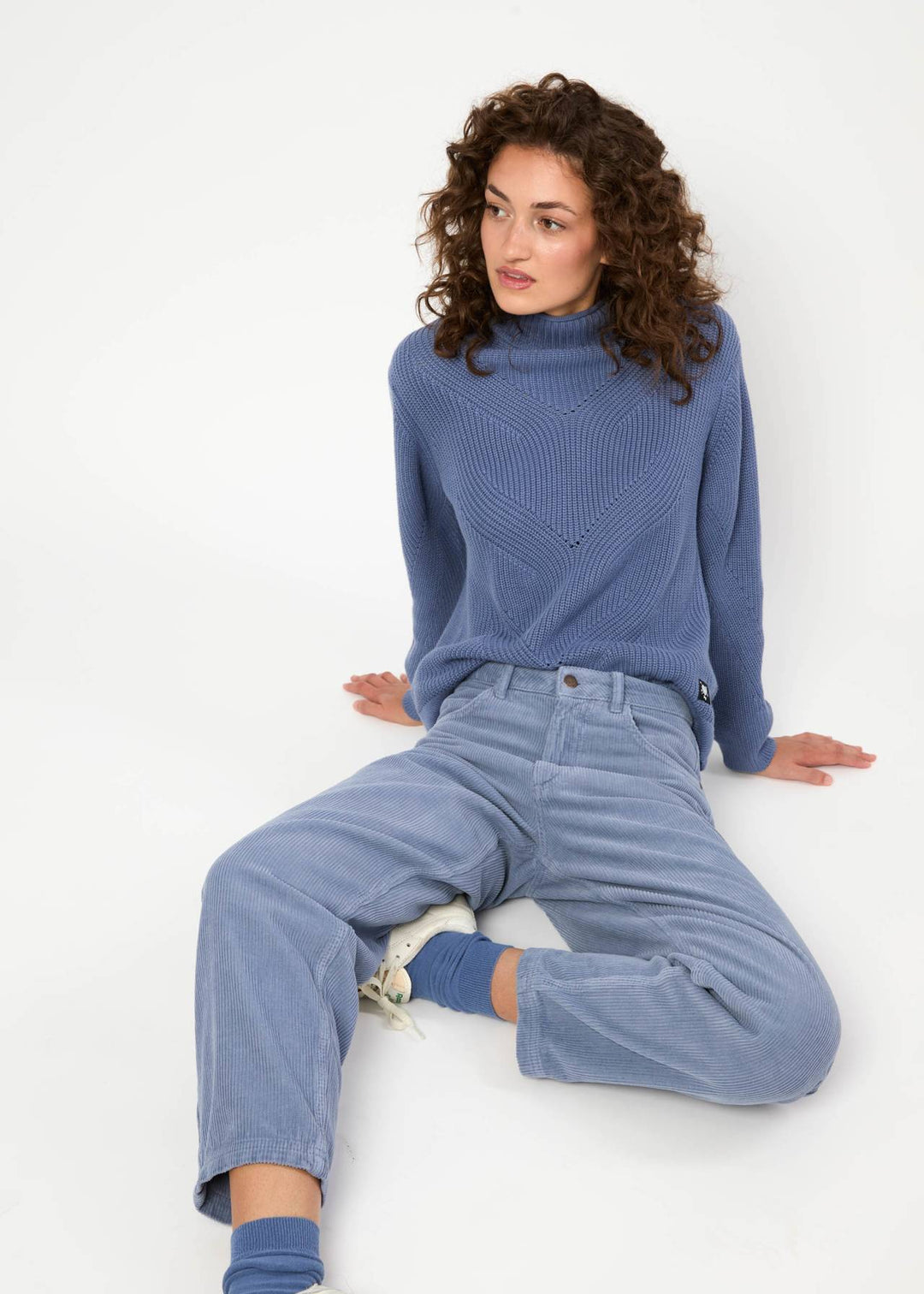 High Waist Olotte light blue corduroy
