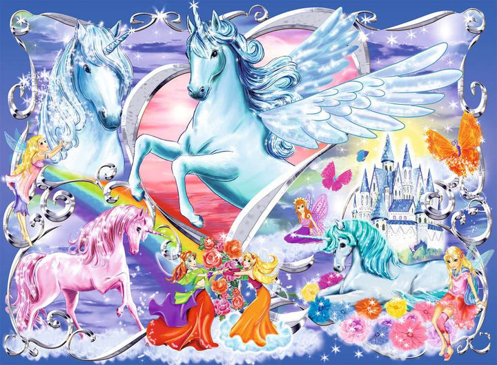 Ravensburger Kinderpuzzle - 13928 Die schönsten Einhörner - Einhorn-Puzzle für Kinder ab 6 Jahren, mit 100 Teilen im XXL-Format, mit Glitzer