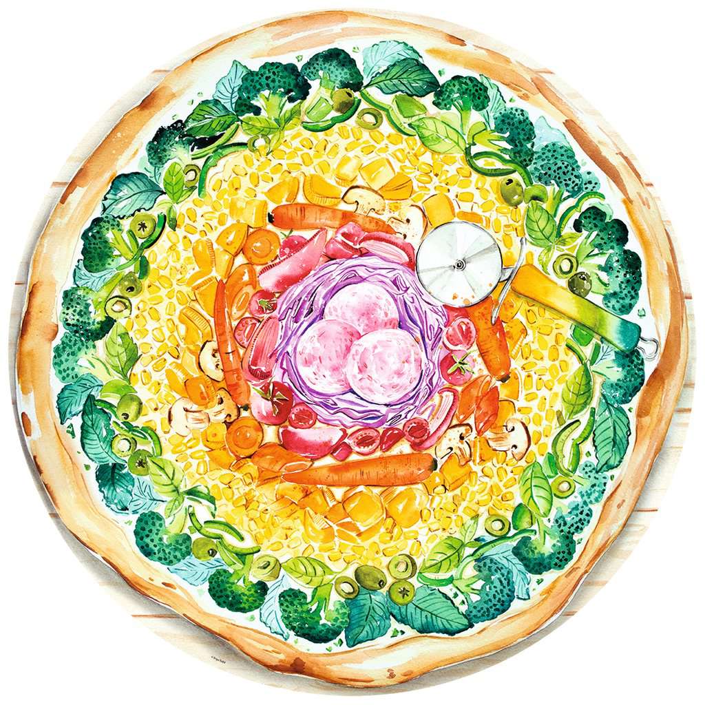 Ravensburger Puzzle 17347 - Circle of Colors Pizza - 500 Teile Rundpuzzle für Erwachsene und Kinder ab 12 Jahren